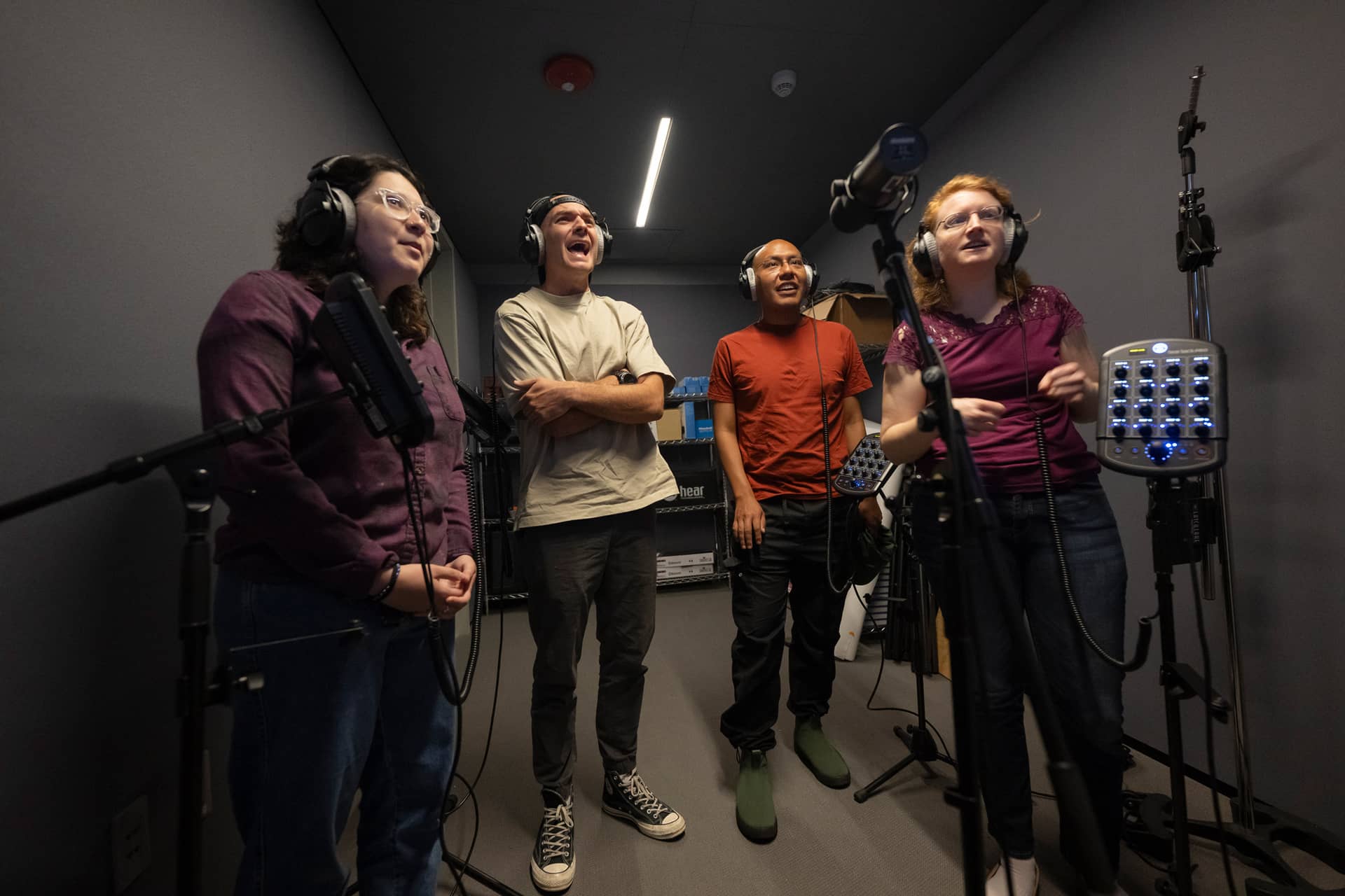 Four Teens in a Sound Booth ©Academy Museum Foundation, Photo by: Mike Baker