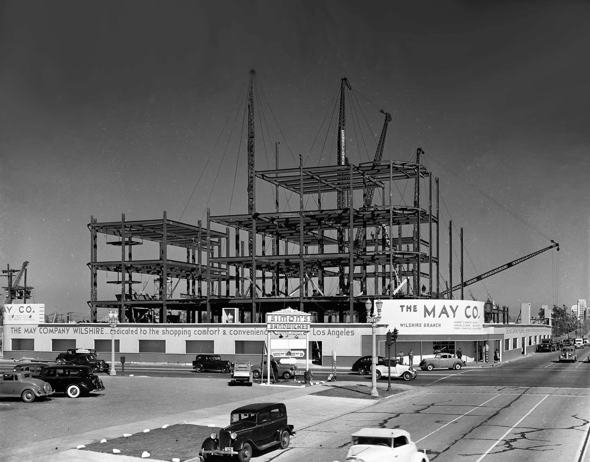 The May Company department store under construction, 1939
Courtesy of Bison Archives photographs collected by Marc Wanamaker, Margaret Herrick Library, Academy of Motion Picture Arts and Sciences