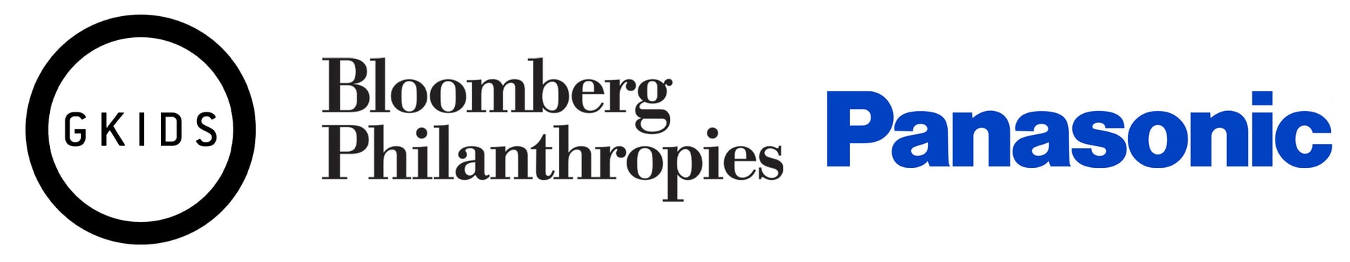 Logos for GKIDS, Bloomberg Philanthropies and Panasonic