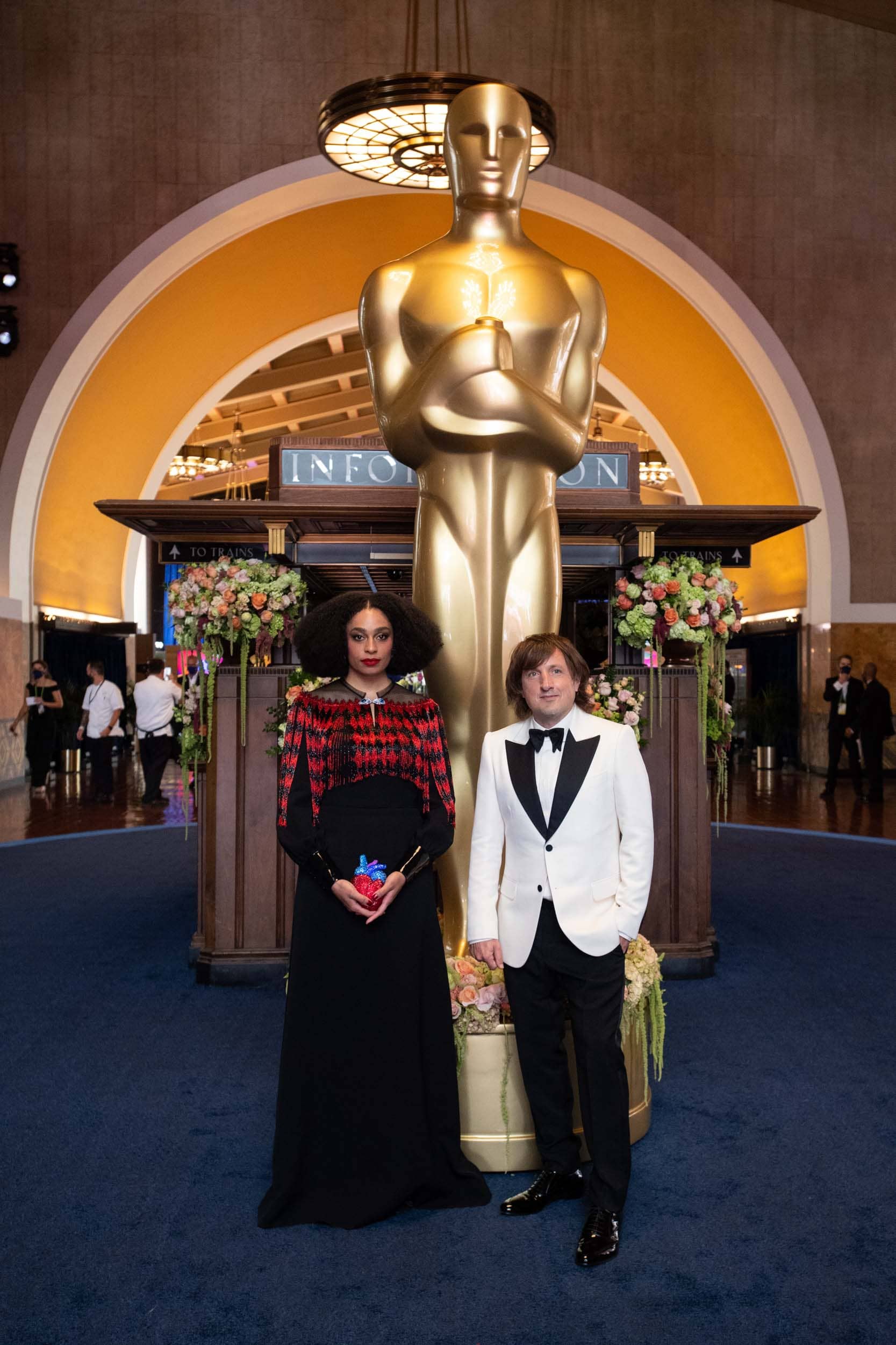 Celeste Waite and Daniel Pemberton at Union Station for the 93rd Academy Awards ceremony, 2021
Courtesy of Academy Awards reference collection, Margaret Herrick Library, Academy of Motion Picture Arts and Sciences