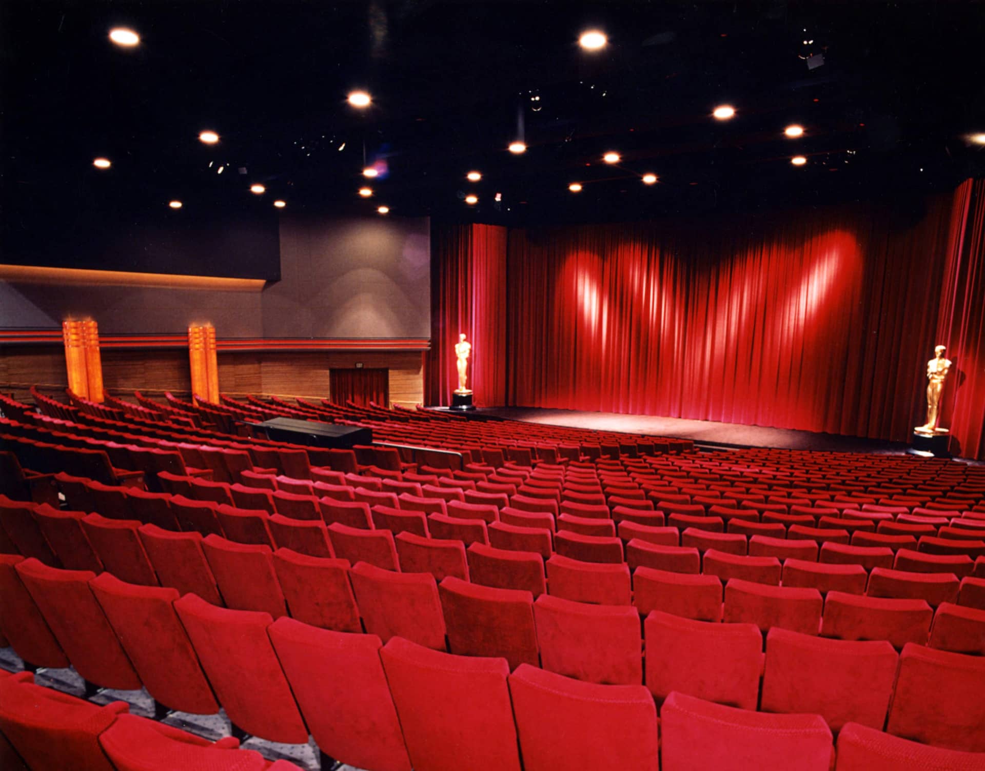The interior of the Samuel Goldwyn Theater at the Beverly Hills headquarters of the Academy of Motion Picture Arts and Sciences, 2012
Courtesy of AMPAS reference collection, Margaret Herrick Library, Academy of Motion Picture Arts and Sciences