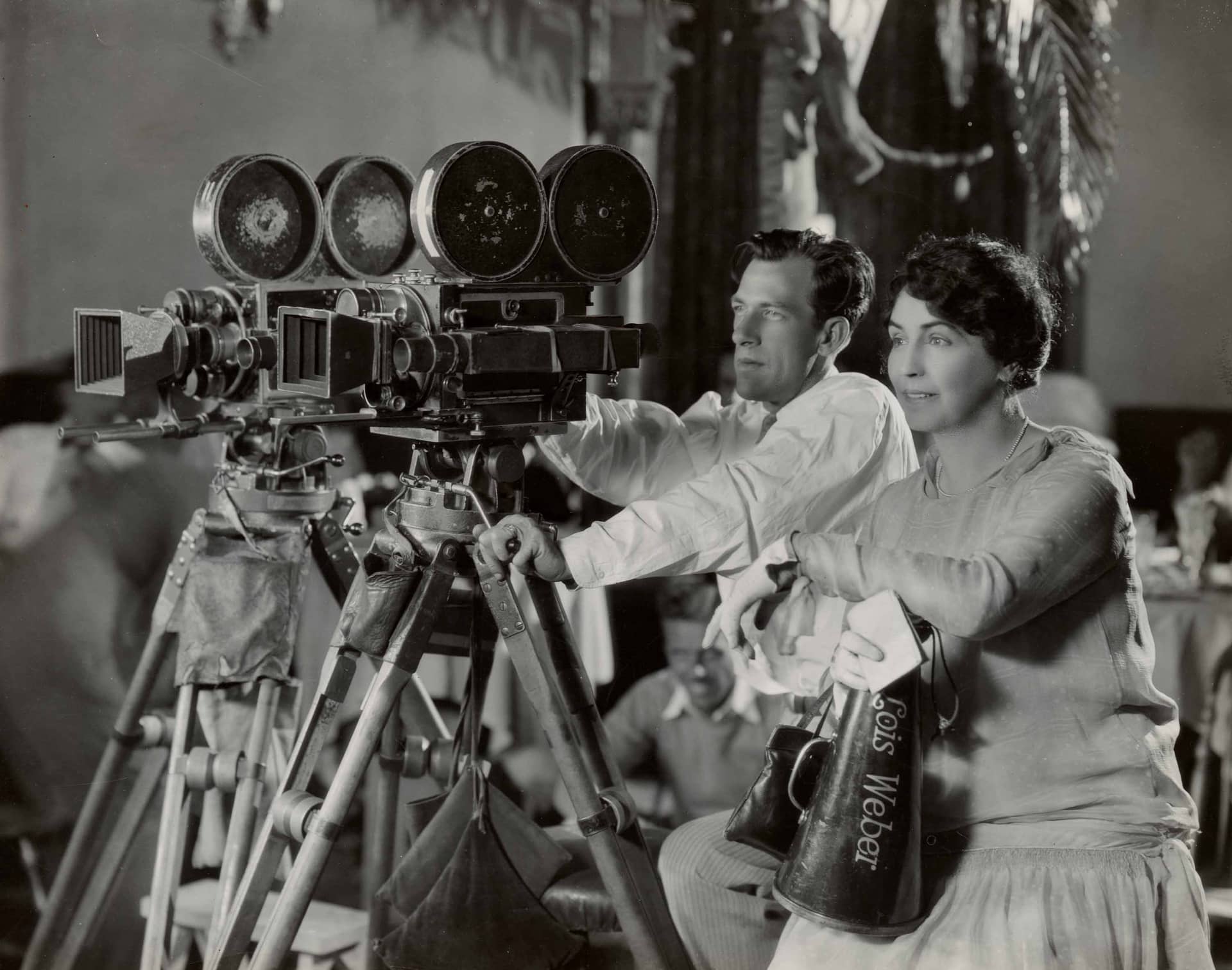 Cinematographer Arthur Miller and director Lois Weber at the DeMille Studios in Culver City, California, ca. 1927, courtesy of Bison Archives photographs collected by Marc Wanamaker, courtesy of Margaret Herrick Library, Academy of Motion Picture Arts and Sciences.