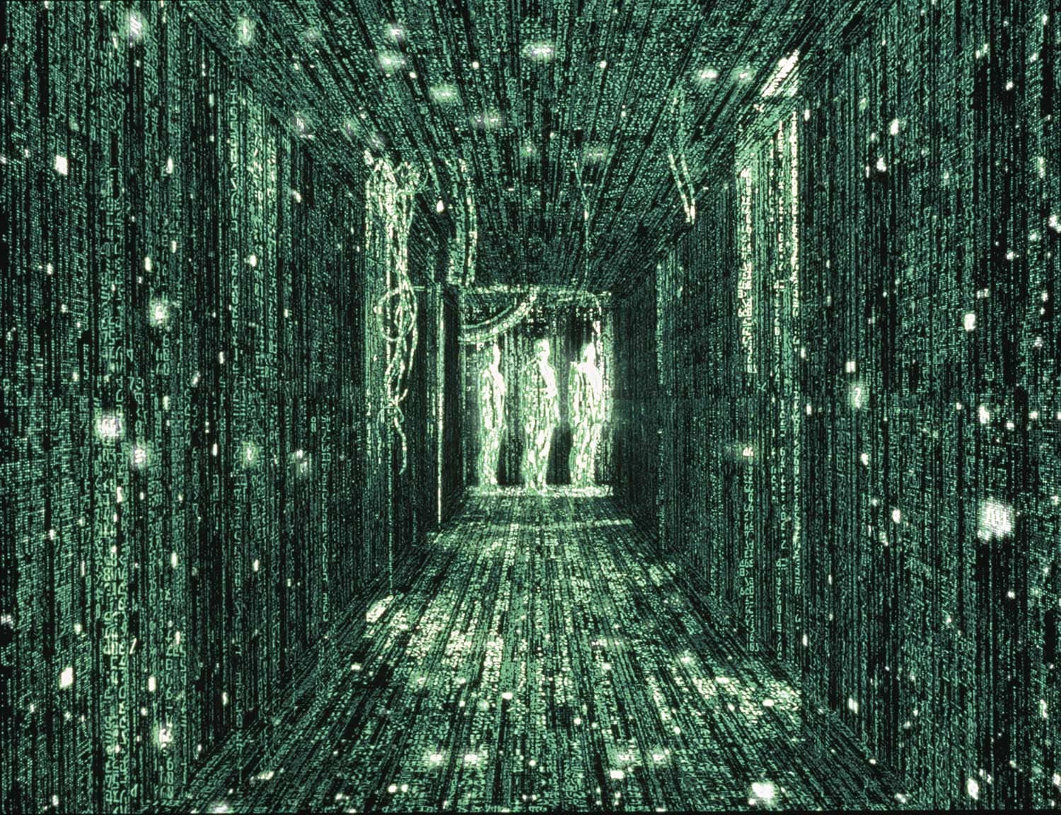 A still taken from The Matrix (1999). Margaret Herrick Library, Academy of Motion Picture Arts and Sciences. Photo originally appeared in Cinefantastique magazine.