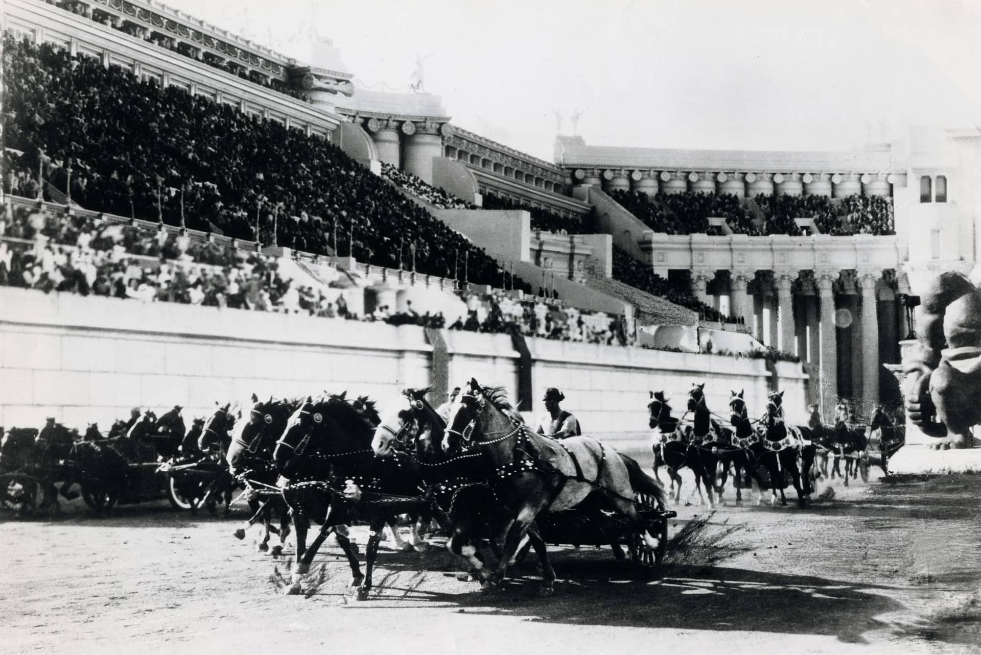 An advertisement for Ben-Hur: A Tale of the Christ (1925), featuring the chariot racing scene, United Archives GmbH/Alamy Stock Photo.